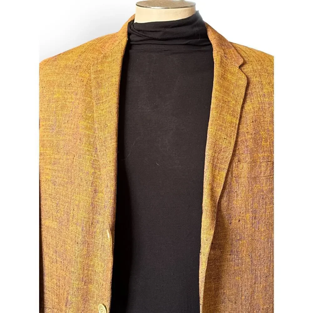 Vintage Clubman Yellow Wool Blazer 38 Textured Sport Coat 1960s Rockabilly Retro
